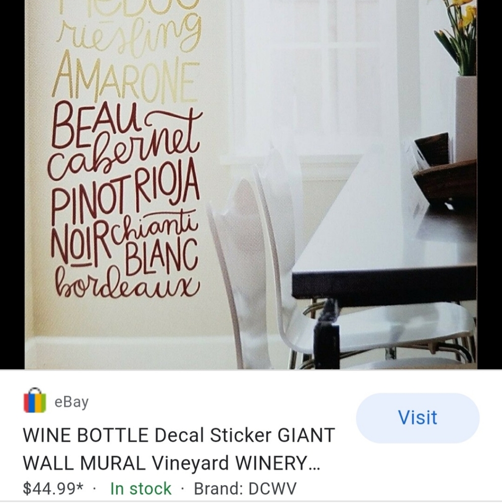 5 WINE Wall Decals: Repositionable/Reusable - Picture 5 of 11